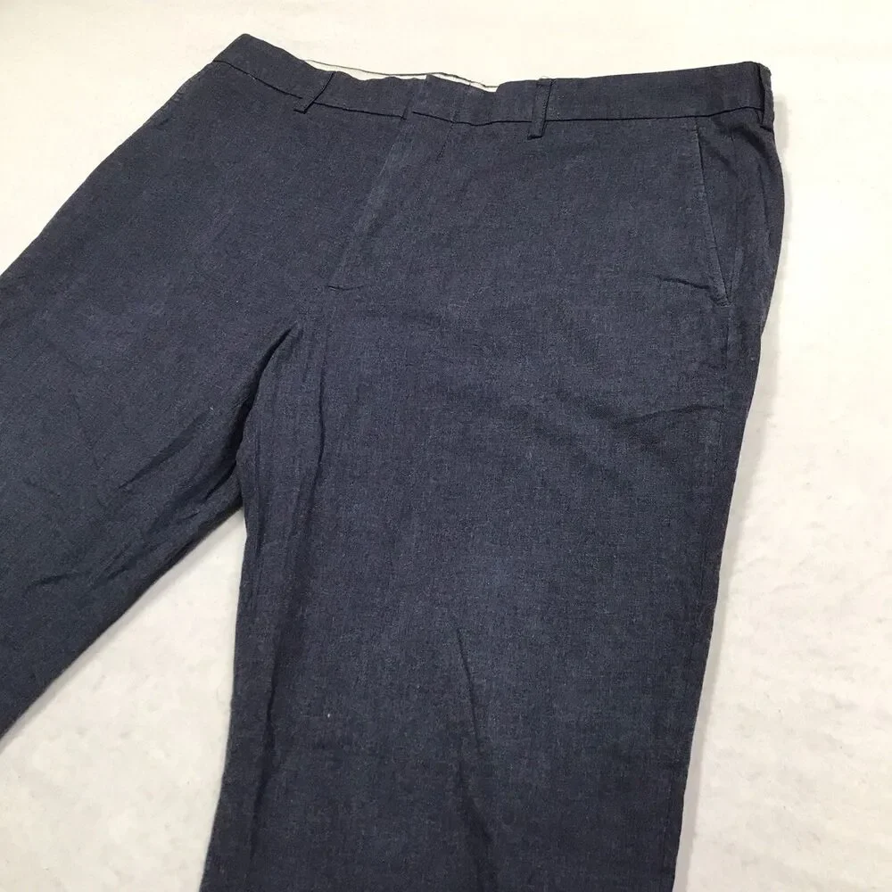 J CREW Thompson Pants Men 35x32 (36x29 actual) Navy Tapered Leg Chino Cotton